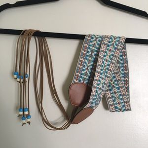Boho embroidered belt with beads